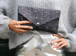Sustainable accessories Marina Kleist black cork clutch bag