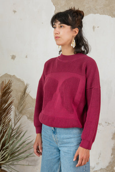 Organic cotton knit jumper MOA berry
